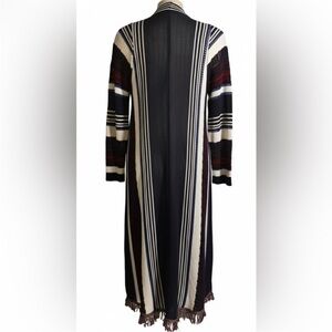 Say What? Black, Cream, and Red Striped light Cardigan size Medium
